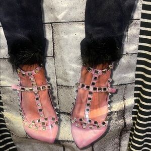 Studded Pink Strappy Heels